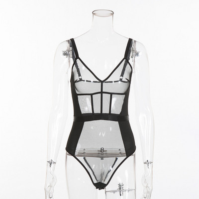 Γυναικείο δαντελένιο κορμάκι κορμάκι με λεπτούς ιμάντες και ντεκολτέ