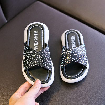 Modern gyerekpapucs eco bőrből kövekkel