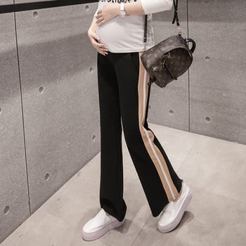 Модерен панталон за бременни жени широк модел със страничен кант