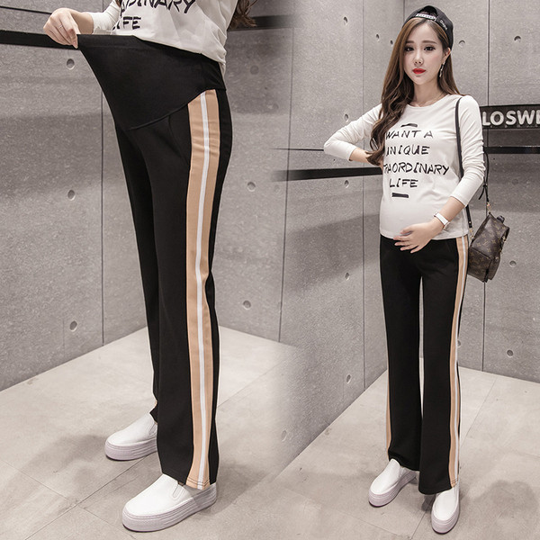 Μοντέρνο παντελόνι για εγκύους φαρδύ μοντέλο με πλαϊνό άκρο