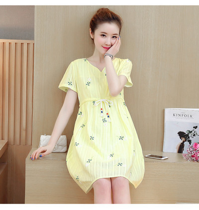 Casual φόρεμα για εγκύους με δεσμούς στη μέση και λουλουδάτο μοτίβο