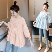 Μοντέρνα μπλούζα για εγκύους με οβάλ ντεκολτέ και μανίκια