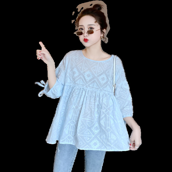 Μοντέρνα μπλούζα για εγκύους με οβάλ ντεκολτέ και μανίκια