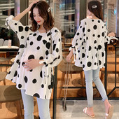 Καθημερινή μπλούζα για έγκυες γυναίκες με τελείες και μανίκια