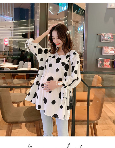 Καθημερινή μπλούζα για έγκυες γυναίκες με τελείες και μανίκια