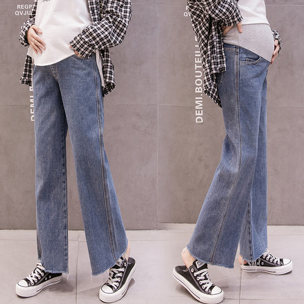 Casual τζιν για εγκύους φαρδύ μοντέλο με ψηλή μέση