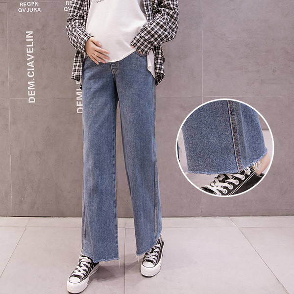 Casual τζιν για εγκύους φαρδύ μοντέλο με ψηλή μέση