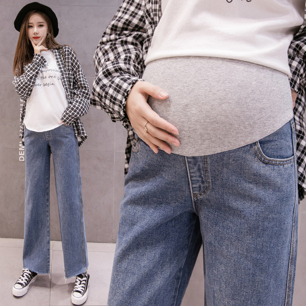 Casual τζιν για εγκύους φαρδύ μοντέλο με ψηλή μέση