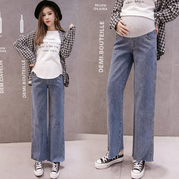 Casual τζιν για εγκύους φαρδύ μοντέλο με ψηλή μέση