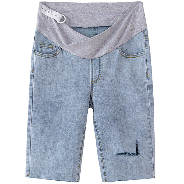 Κοντό τζιν για έγκυες γυναίκες με σκισμένα μοτίβα