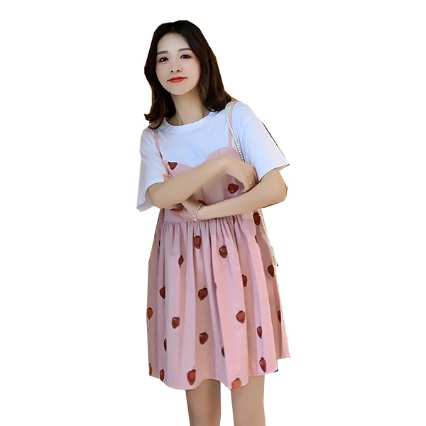 Alkalmi ruha terhes nőknek szabott modell, rövid ujjú és jobb eperrel