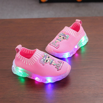 Παιδικά φωτεινά αθλητικά παπούτσια με απλικέ για κορίτσια