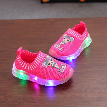 Παιδικά φωτεινά αθλητικά παπούτσια με απλικέ για κορίτσια