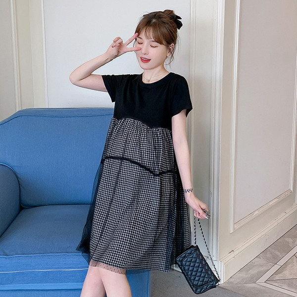 Modern ruha terhes nők számára, rövid ujjú és tüll