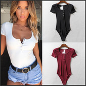 Modern női body rövid ujjal és gombokkal