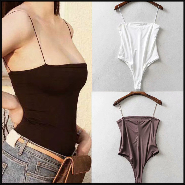 Nyári női body vékony pántokkal és szögletes nyakkivágással