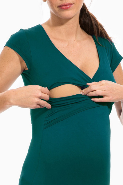 Άνετο μπλουζάκι για έγκυες και θηλάζουσες γυναίκες με κοντά μανίκια και σπίτι