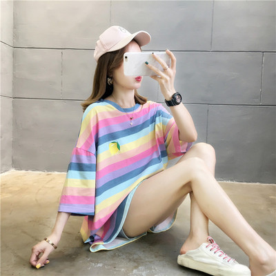 Ριγέ μπλουζάκι για έγκυες γυναίκες με κέντημα