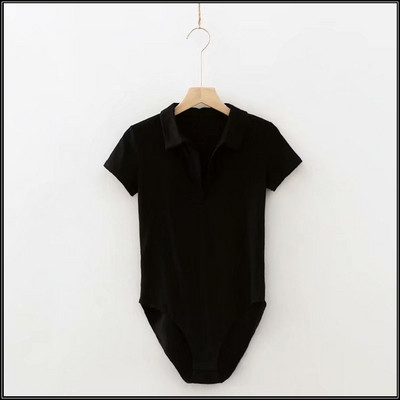 Γυναικείο καθημερινό κορμάκι με κοντά μανίκια και κλασικό κολάρο