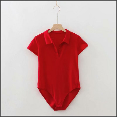 Γυναικείο καθημερινό κορμάκι με κοντά μανίκια και κλασικό κολάρο