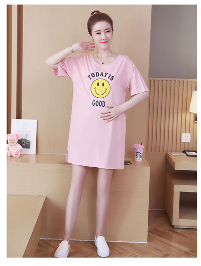 Casual φόρεμα για έγκυες γυναίκες με κοντά μανίκια και απλικέ