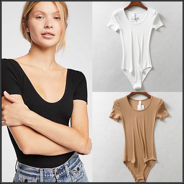 Női body kerek nyakkivágással és rövid ujjal