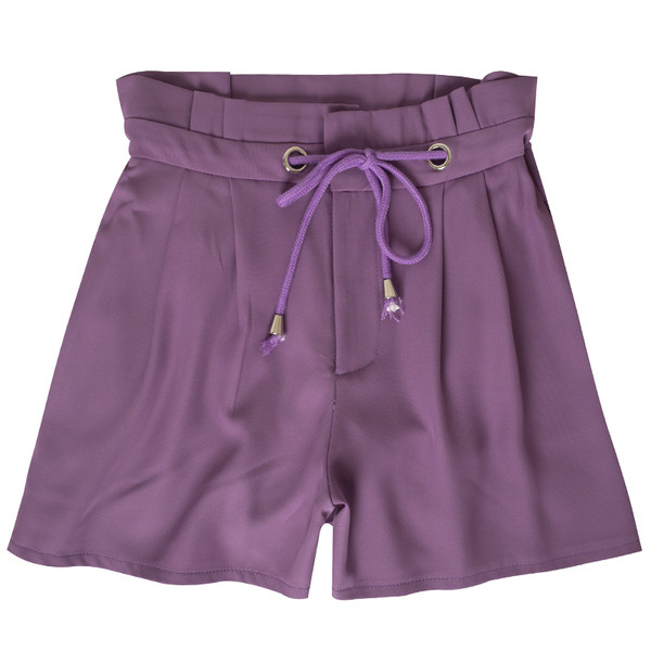 Női rövidnadrág megkötővel és elasztikus derékkal