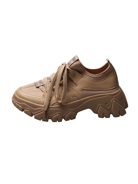 Φθινοπωρινά γυναικεία αθλητικά παπούτσια με υψηλή τραχιά σόλα και κορδόνια