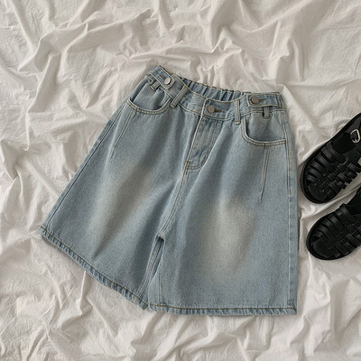 Retro női rövid fazonú, zsebes farmernadrág