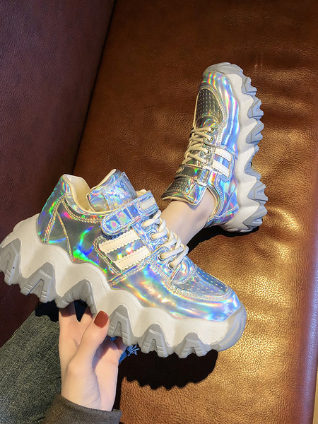 Praegused kõrge talla ja läikiva efektiga ökonahast naiste tossud