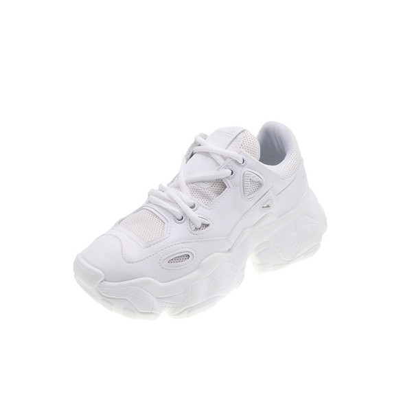 Λευκά γυναικεία αθλητικά παπούτσια από δέρμα eco με τραχιά σόλα