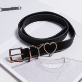 Lezser női fekete ekobőr öv fém elemekkel