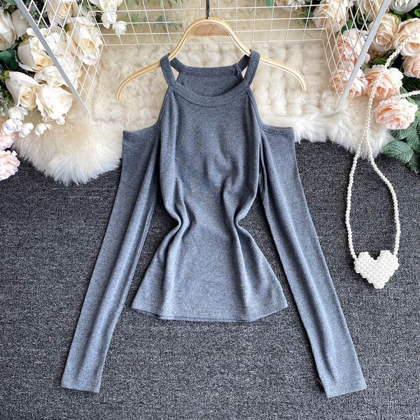 Csupasz vállú, hosszú ujjú női blúz több színben