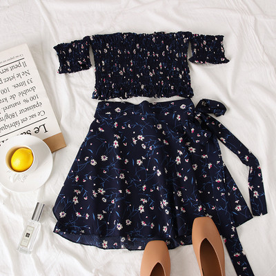 Új modell kétrészes női szett rövid blúz + szoknya