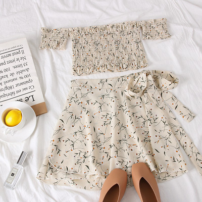 Új modell kétrészes női szett rövid blúz + szoknya