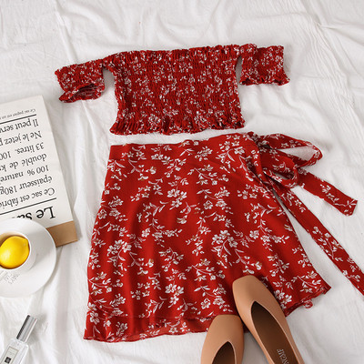 Új modell kétrészes női szett rövid blúz + szoknya