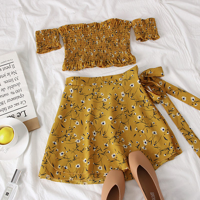 Új modell kétrészes női szett rövid blúz + szoknya