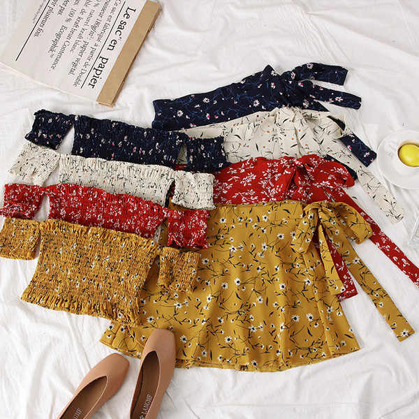 Új modell kétrészes női szett rövid blúz + szoknya