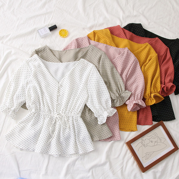 Új modell női blúz 3/4-es ujjal és spitz nyakkivágással