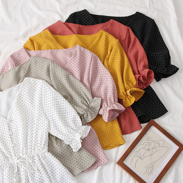 Új modell női blúz 3/4-es ujjal és spitz nyakkivágással