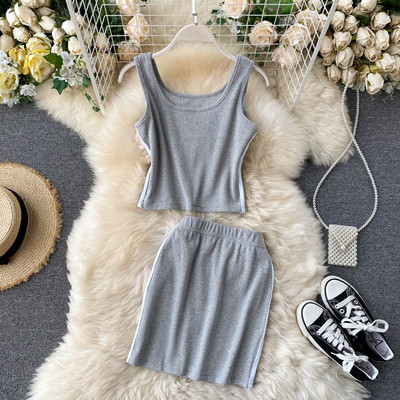 Γυναικείο σετ με μπορντούρα - φούστα και φανελάκι