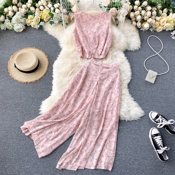 Ženski dvodijelni kompleti s remenom i cvjetnim uzorkom