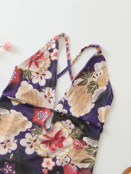 Дамски цял бански с флорален десен