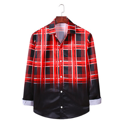 ÚJ modell férfi kockás ing klasszikus gallérral és hosszú ujjal