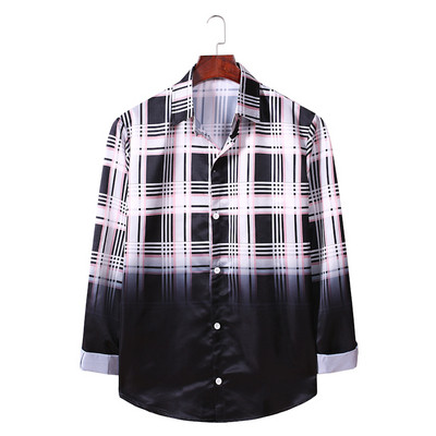 ÚJ modell férfi kockás ing klasszikus gallérral és hosszú ujjal