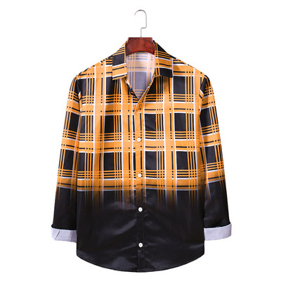 ÚJ modell férfi kockás ing klasszikus gallérral és hosszú ujjal