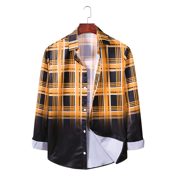 ÚJ modell férfi kockás ing klasszikus gallérral és hosszú ujjal