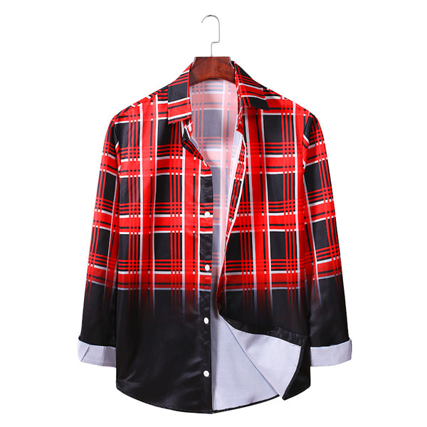 ÚJ modell férfi kockás ing klasszikus gallérral és hosszú ujjal