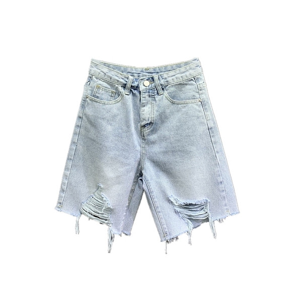 Női farmer szakadt motívumokkal, kék színben