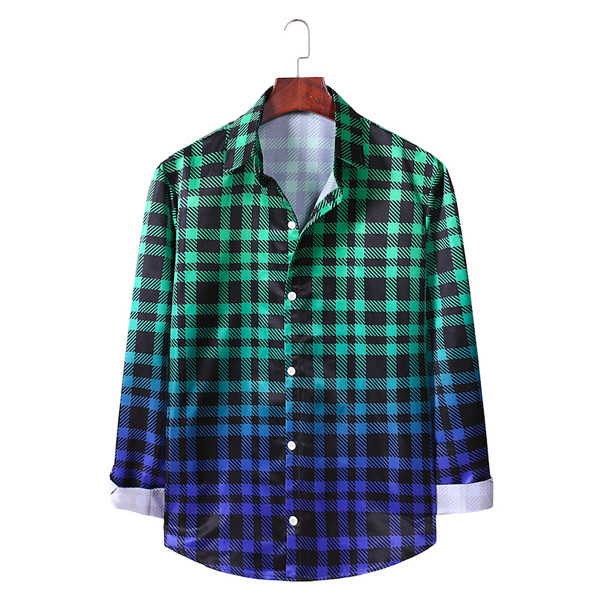 Μοντέρνο ανδρικό καρό πουκάμισο με κλασικό γιακά και μακριά μανίκια